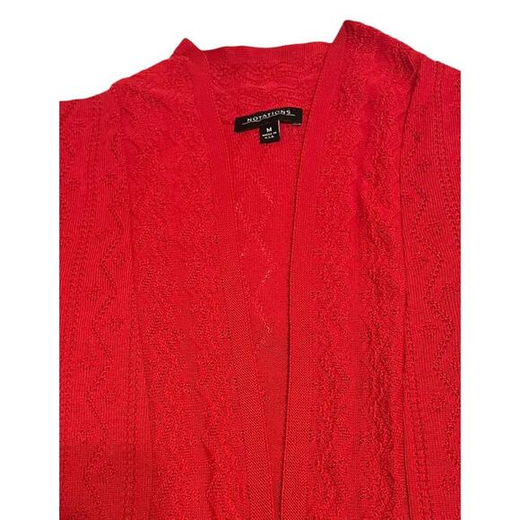 NOTATIONS LONG SLEEVE, OPEN FRONT, ACRYLIC SWEATER, WOMENS, M, RED, NO BUTTONS - Picture 6 of 11